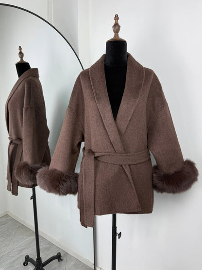 The Crystal Palace Faux Fur-Trim Wool Coat