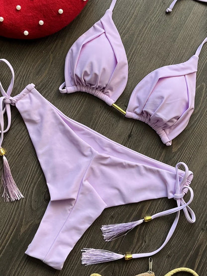 The Harrow Beaded Halter Bikini