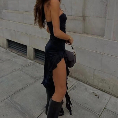 The Soho Strapless Slit Dress