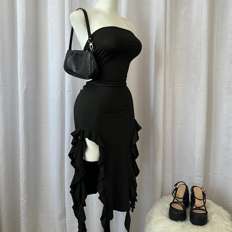 The Soho Strapless Slit Dress