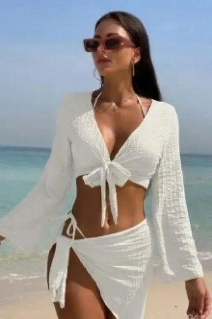 The Erith Three-Piece Cover-Up Bikini Set