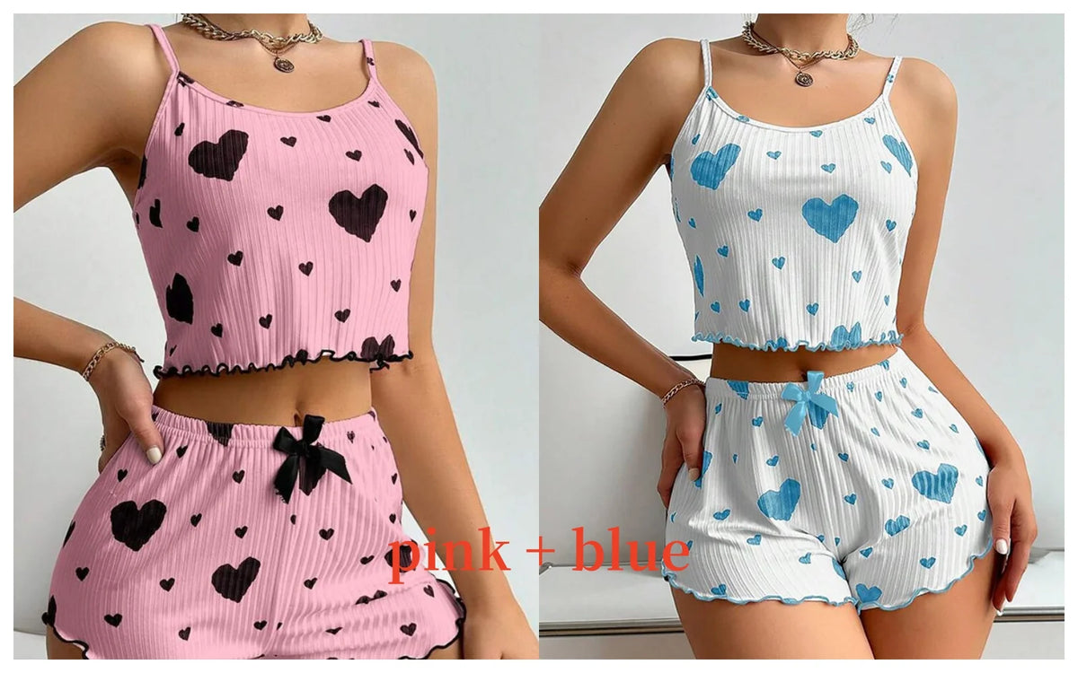 The Kensal Rise Love-Print Cami Pajama Set