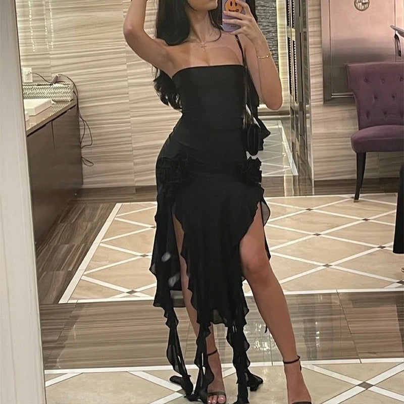 The Soho Strapless Slit Dress