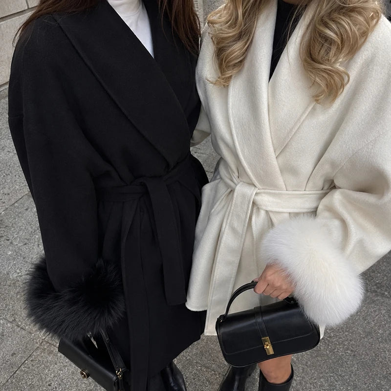 The Crystal Palace Faux Fur-Trim Wool Coat