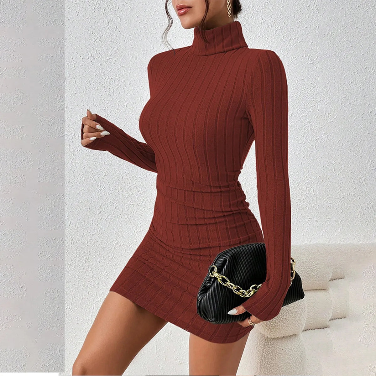 The Stockwell Turtleneck Bodycon Mini Dress