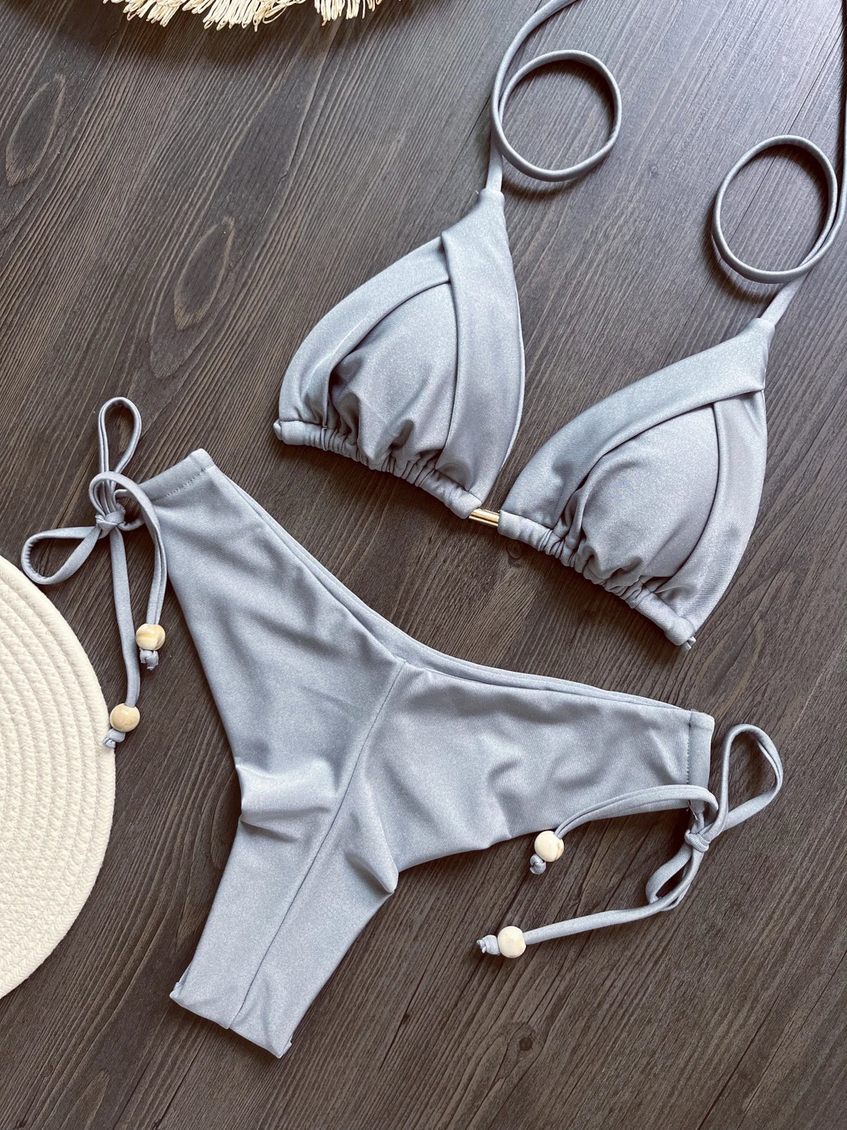 The Harrow Beaded Halter Bikini