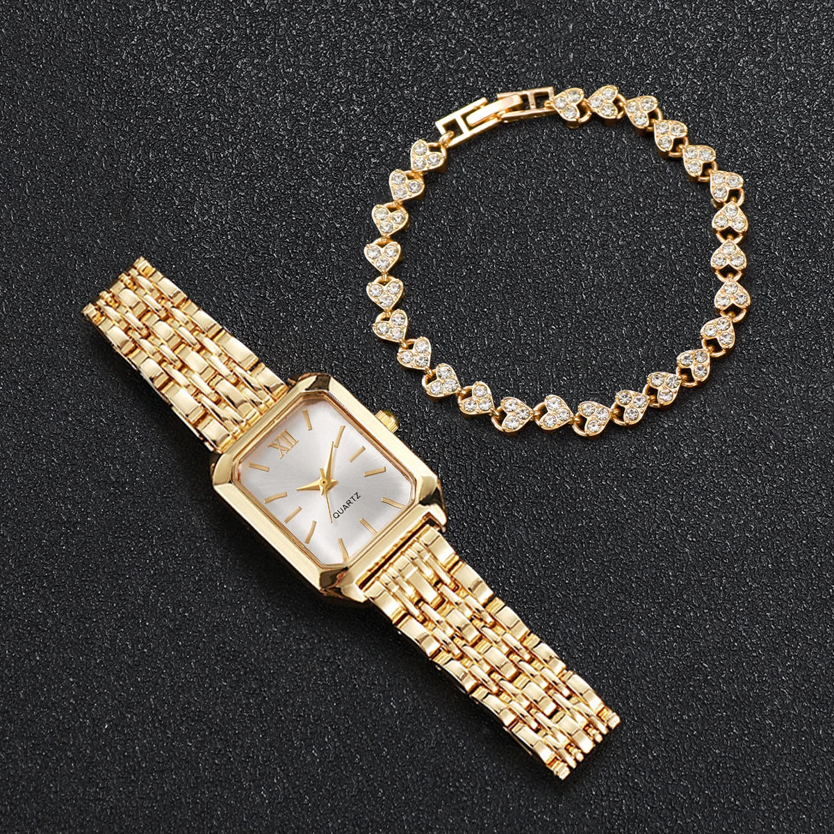 The Woodford Rectangle Dial Watch & Bracelet Set
