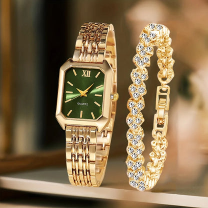 The Woodford Rectangle Dial Watch & Bracelet Set