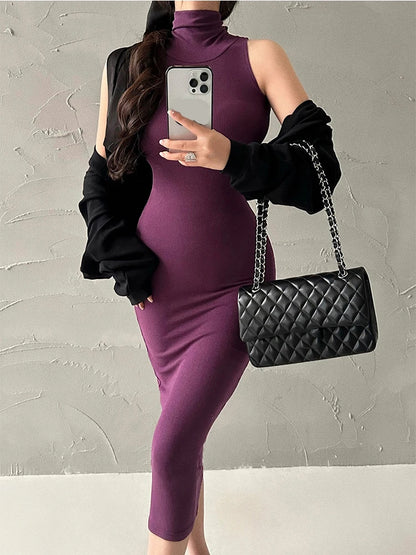 The Vauxhall Turtleneck Sheath Midi Dress