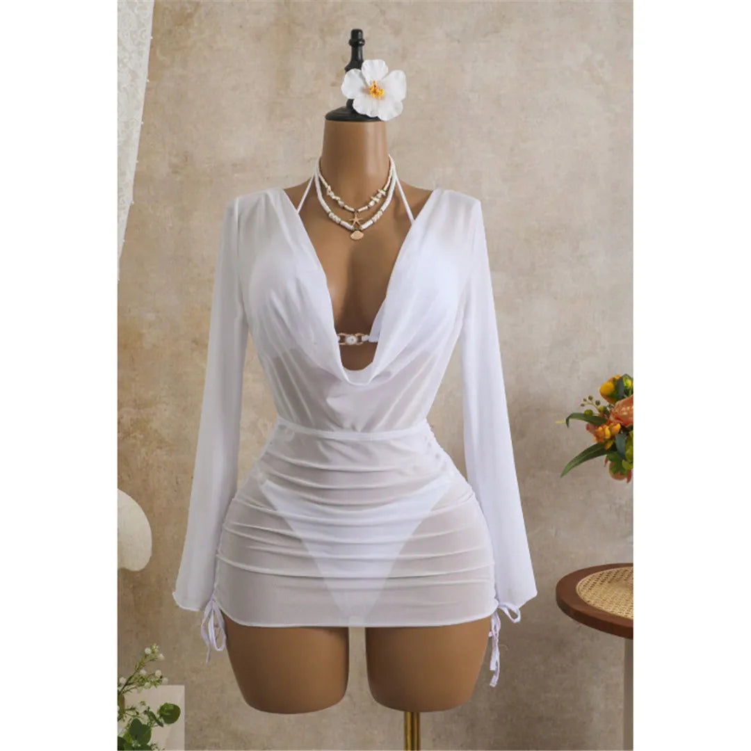 The Beckenham Three-Piece Bikini & Cover-Up Set