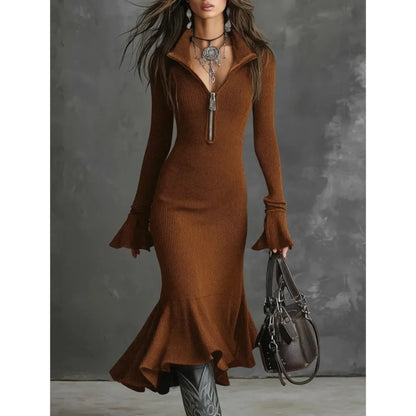 The Barbican Turtleneck Knit Midi Dress