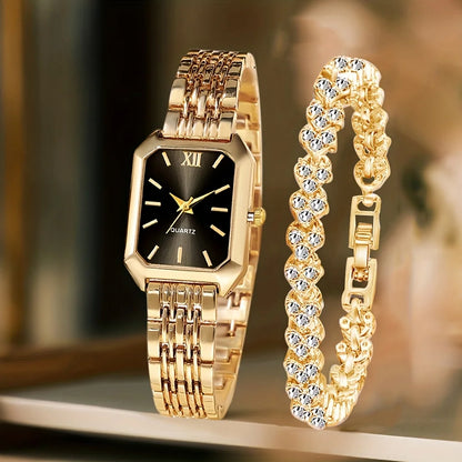 The Woodford Rectangle Dial Watch & Bracelet Set
