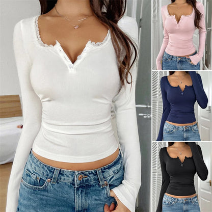 The Ladywell Lace-Trim Button Top