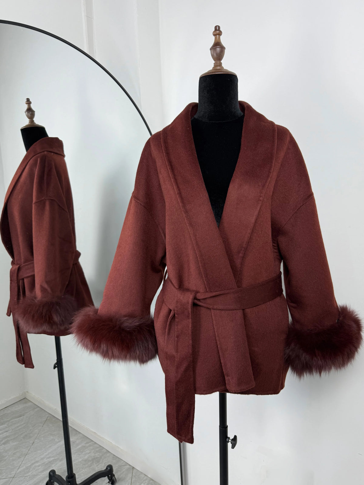 The Crystal Palace Faux Fur-Trim Wool Coat