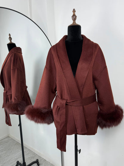 The Crystal Palace Faux Fur-Trim Wool Coat