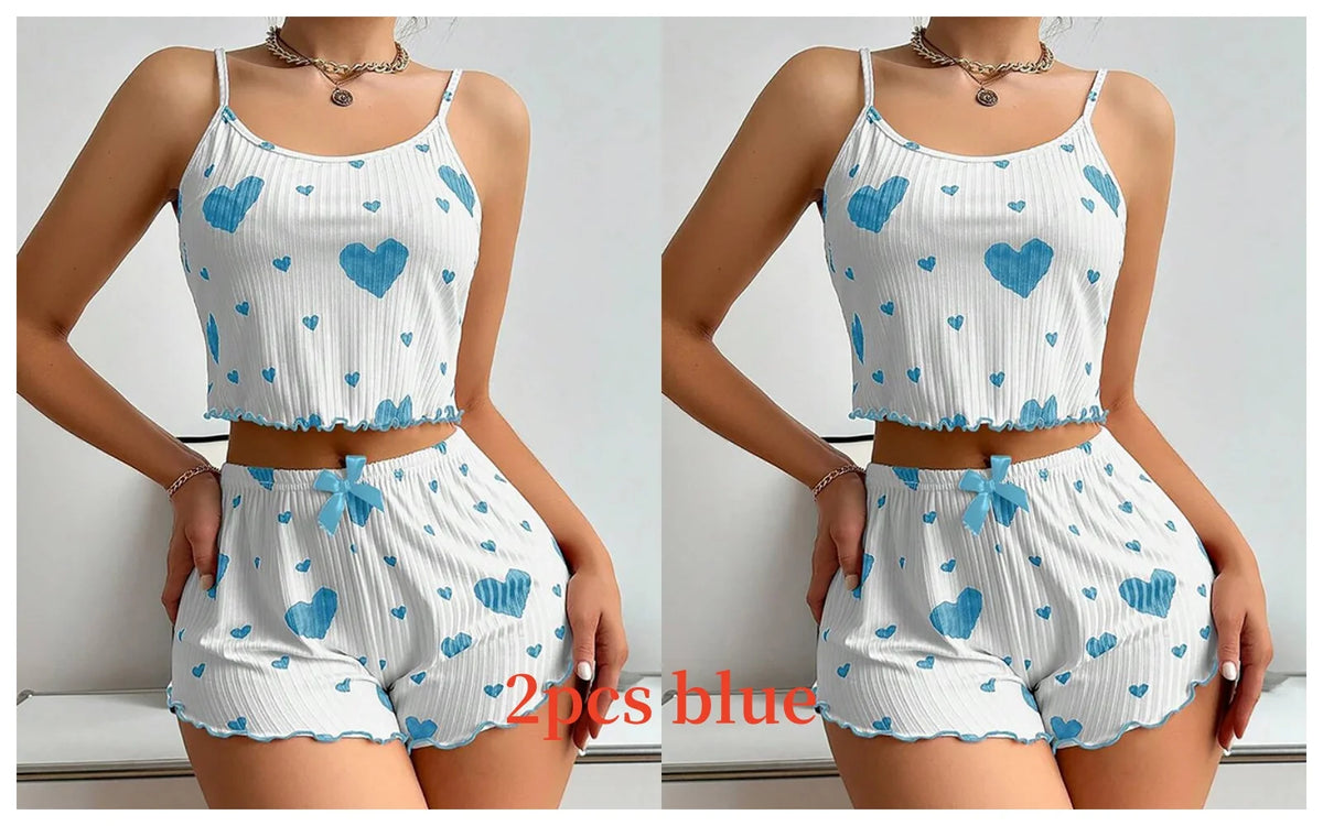 The Kensal Rise Love-Print Cami Pajama Set