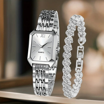 The Woodford Rectangle Dial Watch & Bracelet Set