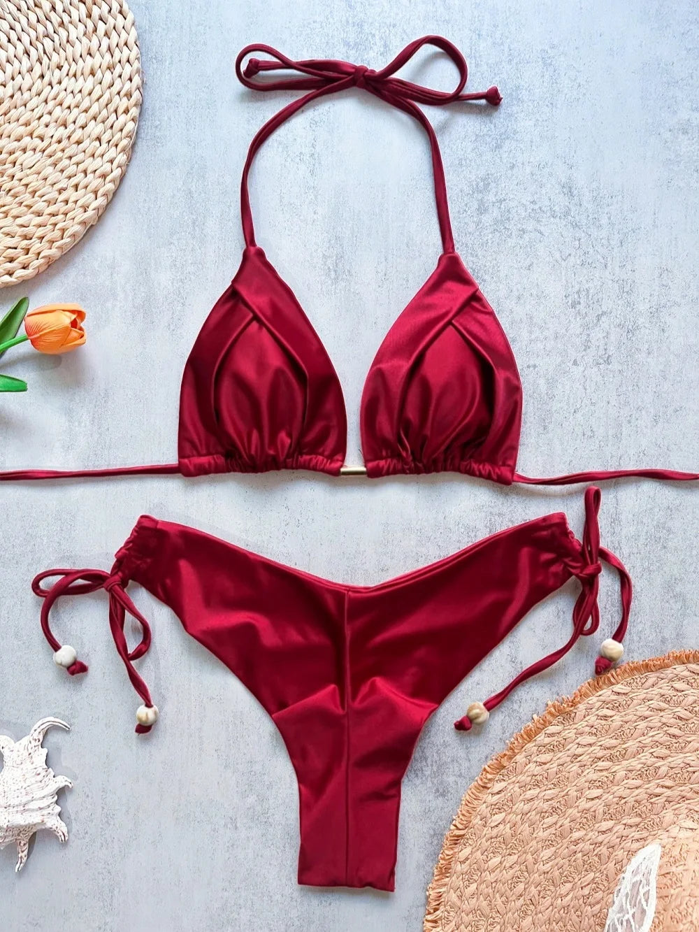 The Harrow Beaded Halter Bikini
