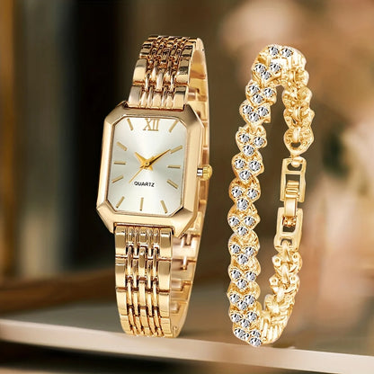 The Woodford Rectangle Dial Watch & Bracelet Set
