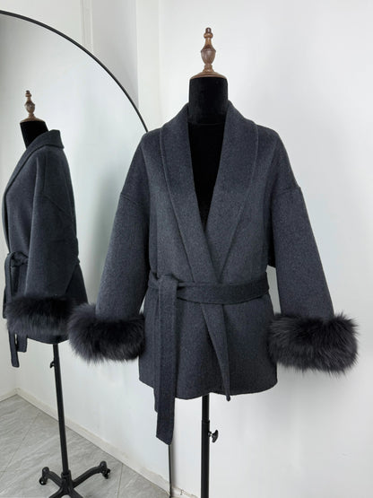 The Crystal Palace Faux Fur-Trim Wool Coat