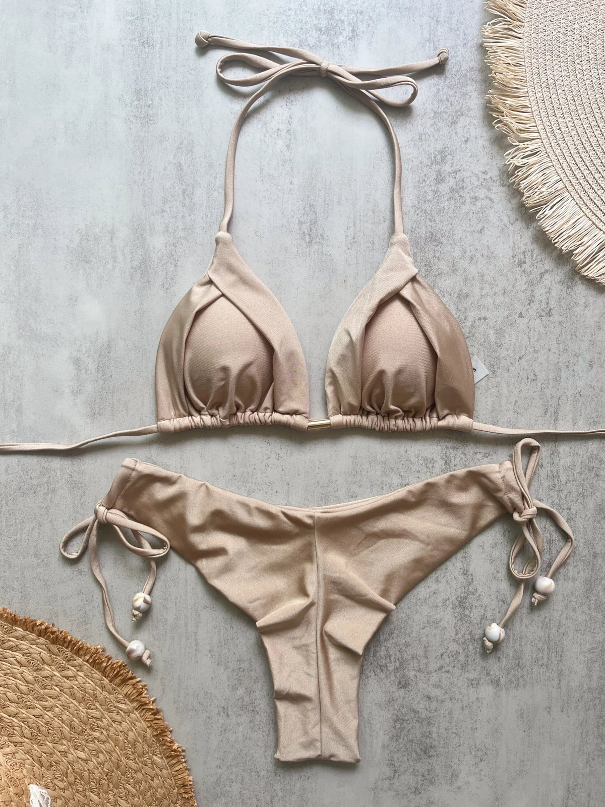 The Harrow Beaded Halter Bikini