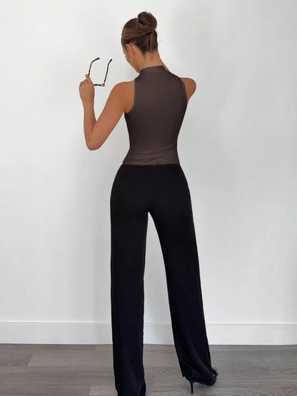 The Tooting Bec Ring-Detail Halter Crop Top