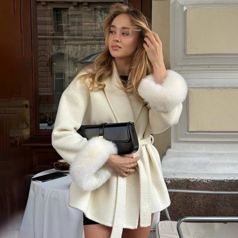 The Crystal Palace Faux Fur-Trim Wool Coat