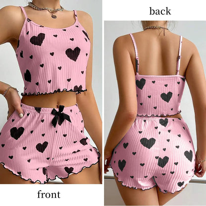 The Kensal Rise Love-Print Cami Pajama Set