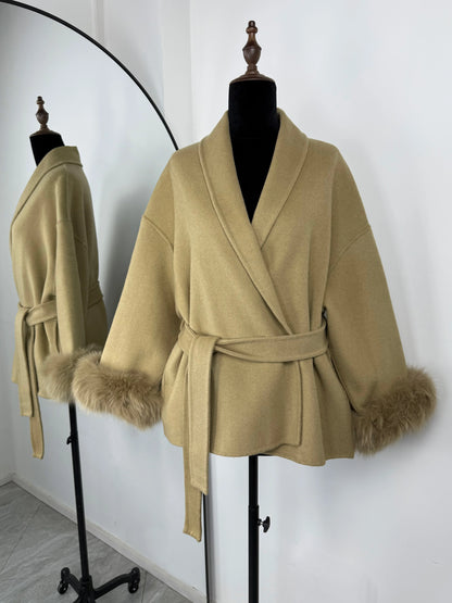 The Crystal Palace Faux Fur-Trim Wool Coat