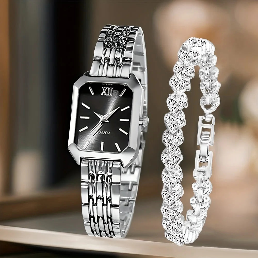The Woodford Rectangle Dial Watch & Bracelet Set