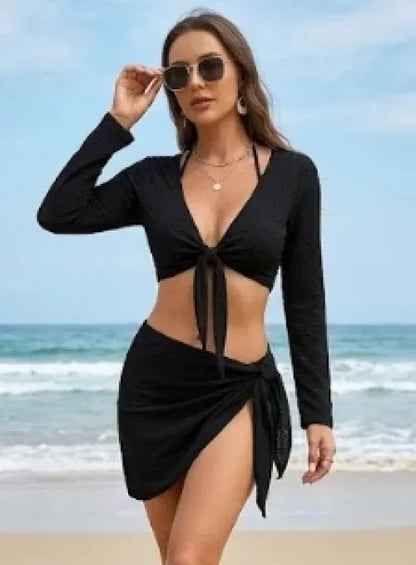 The Erith Three-Piece Cover-Up Bikini Set