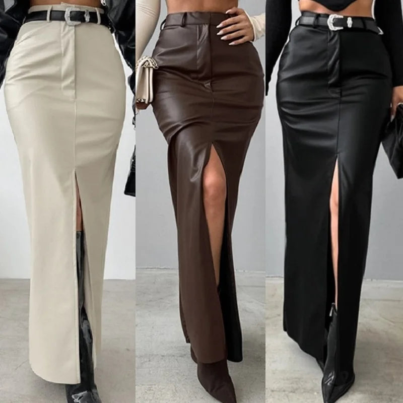 The Whetstone Leather-Look Maxi Skirt