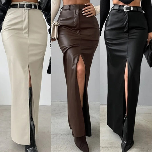 The Whetstone Leather-Look Maxi Skirt