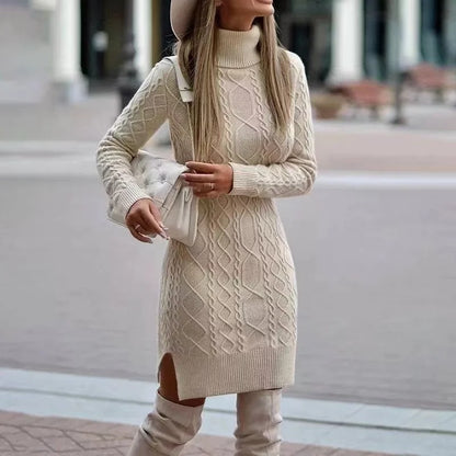 The Bowes Park High-Neck Wrap Knit Dress