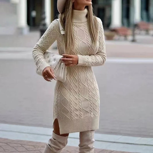 The Bowes Park High-Neck Wrap Knit Dress