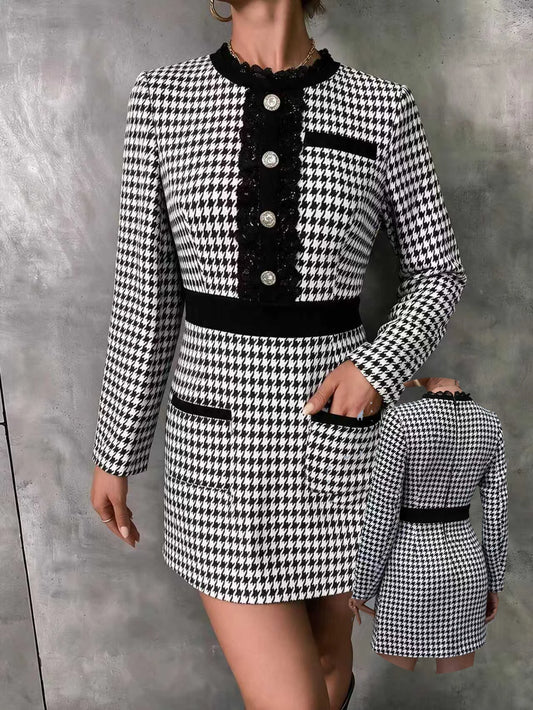 The Blackfriars Tweed Button Mini Dress