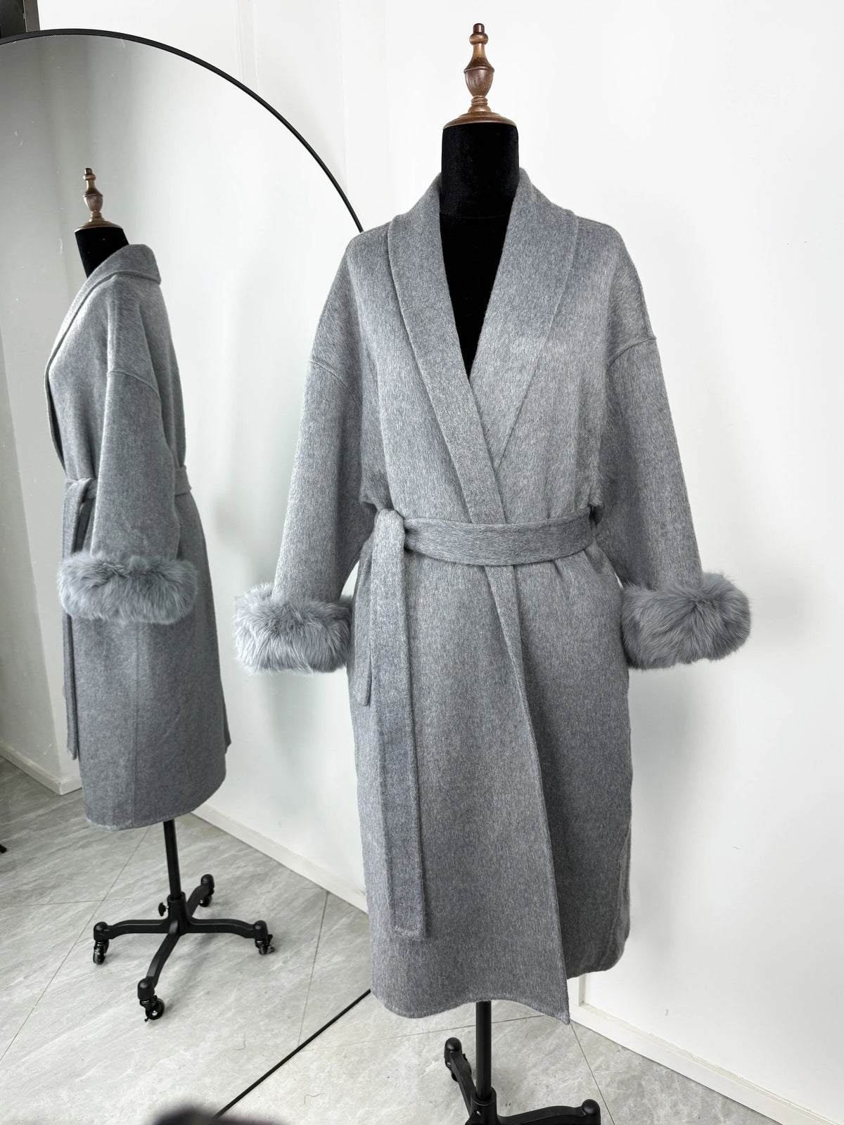 The Crystal Palace Faux Fur-Trim Wool Coat