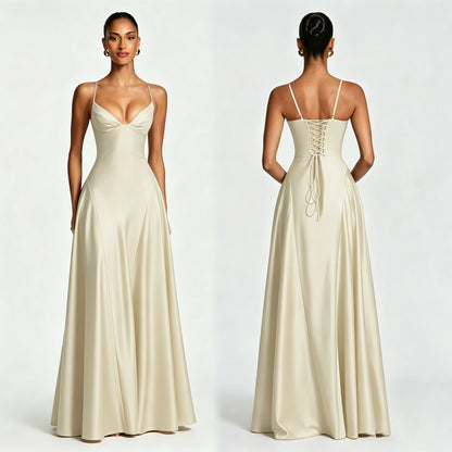 The Kensal Green Satin Corset Maxi Dress