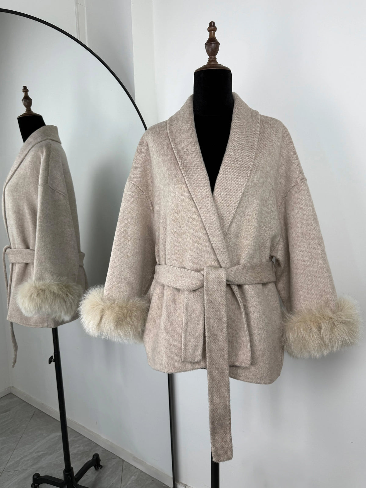 The Crystal Palace Faux Fur-Trim Wool Coat