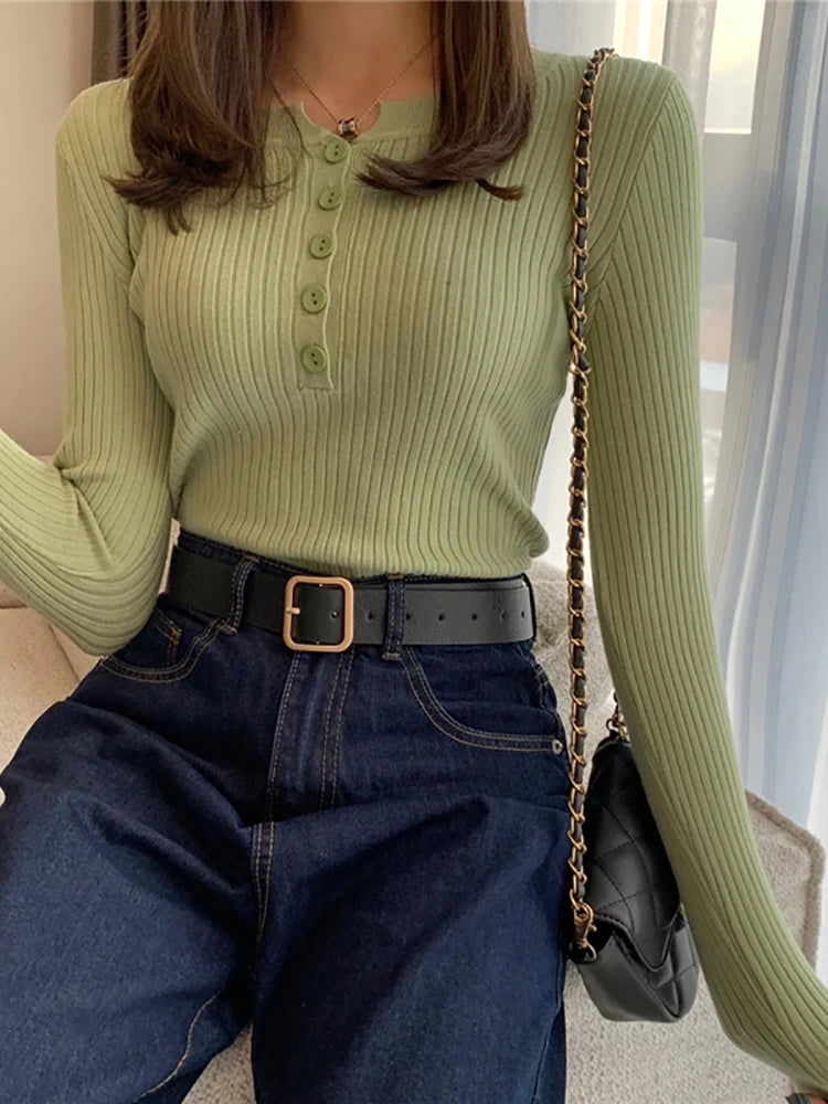 The Mill Hill Striped Button Jumper