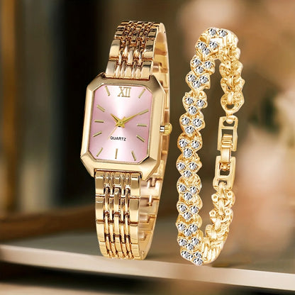 The Woodford Rectangle Dial Watch & Bracelet Set