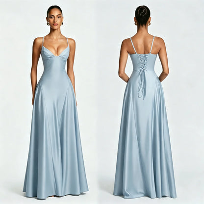 The Kensal Green Satin Corset Maxi Dress