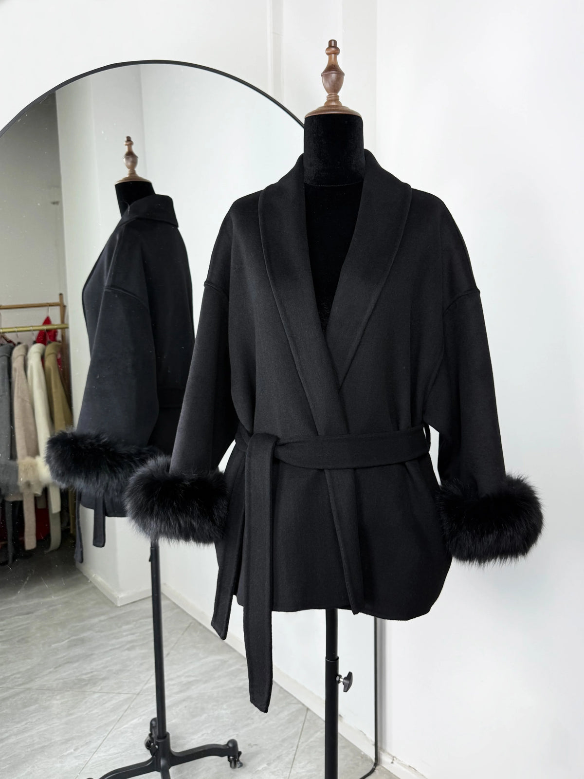 The Crystal Palace Faux Fur-Trim Wool Coat