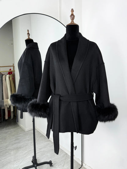 The Crystal Palace Faux Fur-Trim Wool Coat