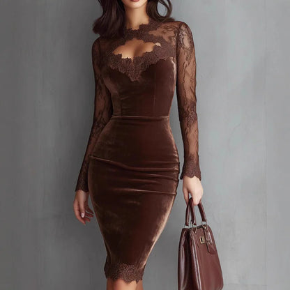 The Snaresbrook Velvet Lace Pencil Dress