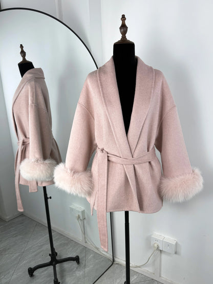 The Crystal Palace Faux Fur-Trim Wool Coat