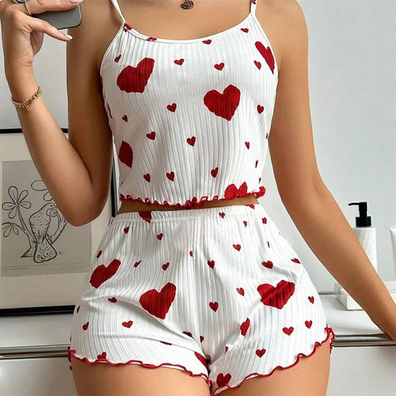 The Kensal Rise Love-Print Cami Pajama Set