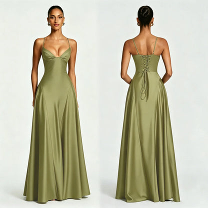 The Kensal Green Satin Corset Maxi Dress