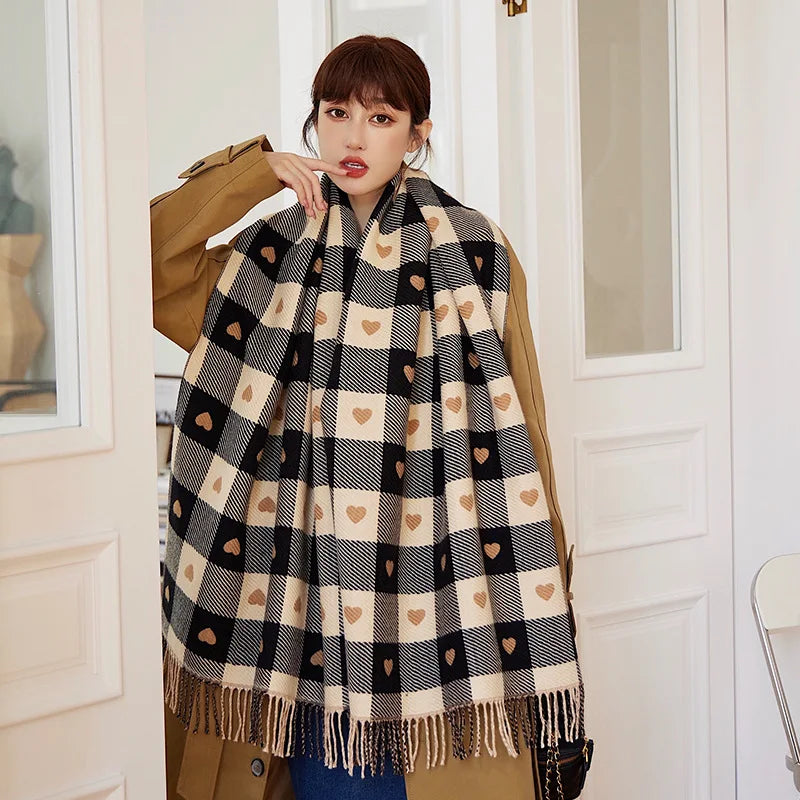 The Rayners Lane Heart-Shaped Plaid Scarf