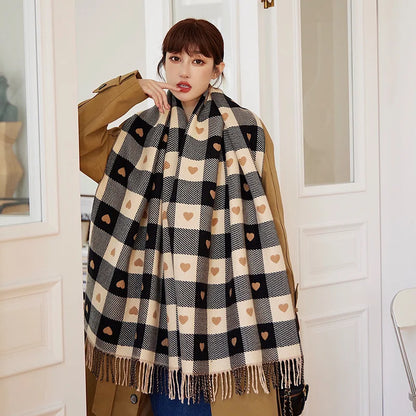 The Rayners Lane Heart-Shaped Plaid Scarf